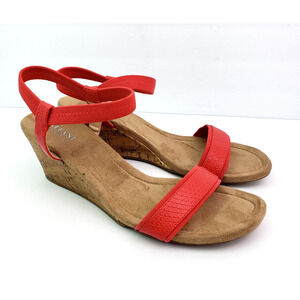 Alfani Step Flex Gillee Womens Size 9.5 Coral Cork 2.75" Wedge Sandals